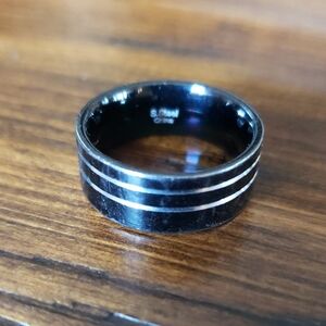 Black Stainless Steel Men's Wedding Band Size 10